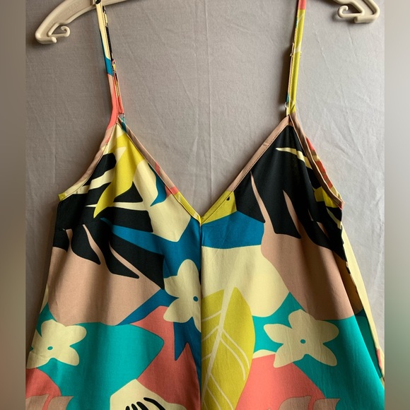 Boho Tropical Print Wide Leg Cami Jumpsuit - Picture 6 of 7